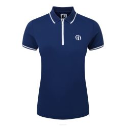 aberto azul L6VB1393 pólo com zíper aberto feminino aberto azul Footjoy