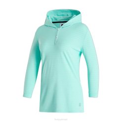 água-marinha L6VB2592 Aquamarine manga 3/4 com capuz listrado feminino - estilo da temporada anterior Footjoy