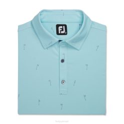 azul L6VB1736 gola auto lisle com estampa azul de 18 furos Footjoy