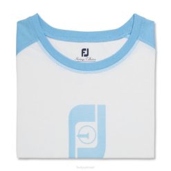 branco-azul claro L6VB3002 Camiseta de beisebol com estampa gráfica FJ Heritage feminina estilo temporada anterior azul claro Footjoy