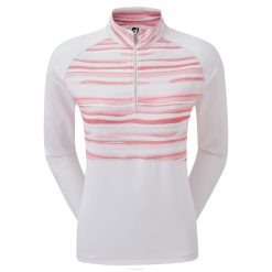 branco L6VB1433 camada intermediária em aquarela de camisa branca com meio zíper Footjoy