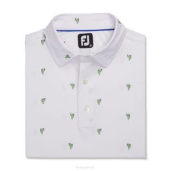 branco L6VB1749 colarinho lisle com estampa de cacto branco Footjoy