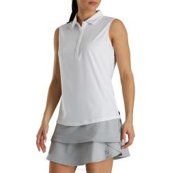 branco L6VB2415 liso lisle sem mangas feminino branco Footjoy