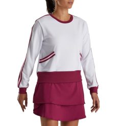 branco L6VB2468 moletom feminino branco com gola redonda Footjoy