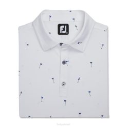 branco L6VB2674 colarinho lisle branco com estampa de 18 buracos Footjoy