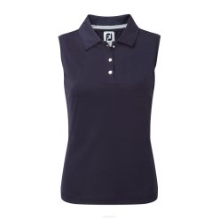 marinha L6VB1589 azul marinho interlock sem mangas mulheres sólidas Footjoy