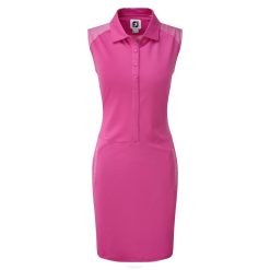 rosa L6VB774 vestido feminino rosa piquê manga curta com perfuração a laser. sobreposição Footjoy