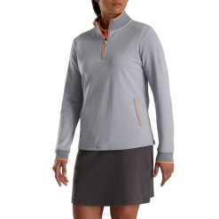 urze cinza L6VB2463 lã cinza urze com meio zíper nas costas piquê camada intermediária feminina Footjoy
