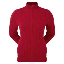 vermelho L6VB1430 pulôver feminino vermelho com zíper completo Footjoy