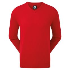 vermelho L6VB277 pulôver de mistura de lã com decote em V vermelho masculino Footjoy