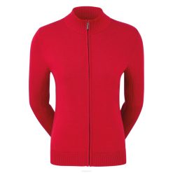 vermelho L6VB650 pulôver feminino vermelho com zíper completo Footjoy